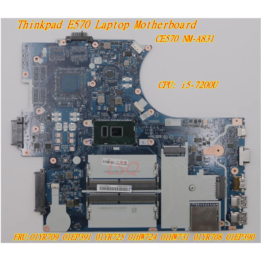 

Для ноутбука Lenovo Thinkpad E570 E570C Встроенная графическая материнская плата i5-7200U 01YR709 01EP391 01YR725 01HW724 01HW731 01YR708