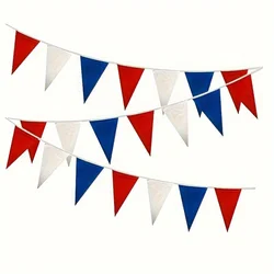 10M Festive Red, Green, and White Flag Garland for Christmas Parties and Outdoor Decorations (Red blue white)