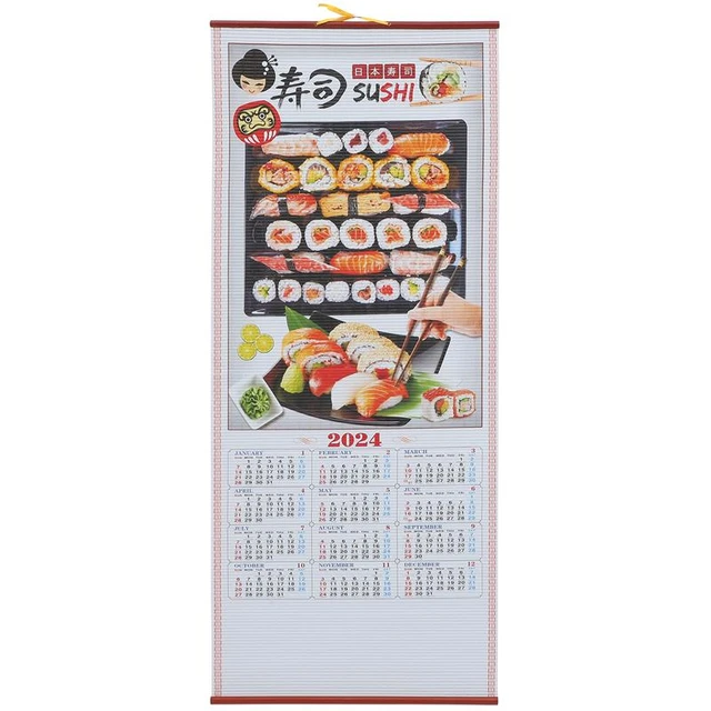 Calendrier mural chinois Feng Shui, année du dragon, animaux du zodiaque,  défilement mensuel, 2024 - AliExpress