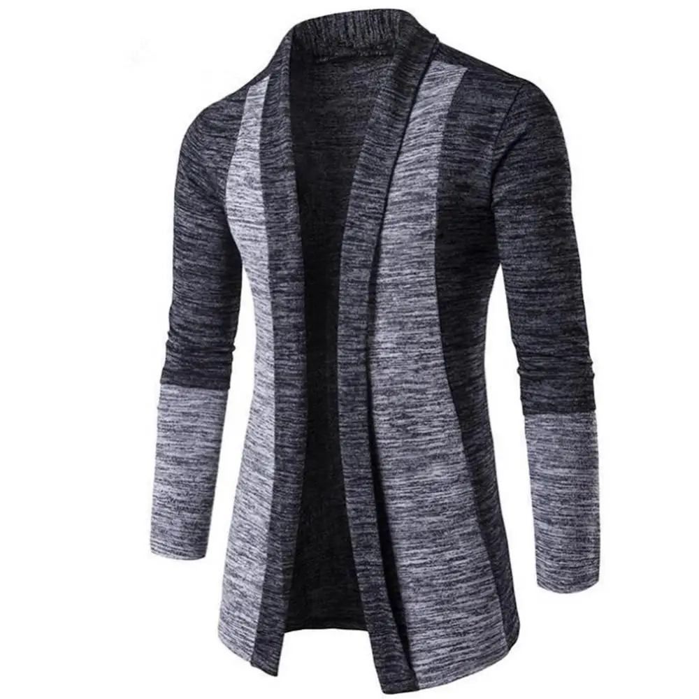 

Sweater Patchwork Coat Men Long Sleeve Knitted Cardigan Retro Outwear