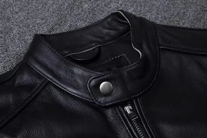 Plus Size Mens Classic Casual Leather Jacket - Slim Fit Cowhide Coat