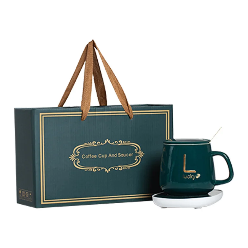 Caneca de Café Cerâmica Quente 55 Graus Aquecimento Cup Copo de Temperatura Constante Aquecedor de Leite Conjunto de Presente