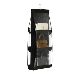 Sleek Black Foldable Handbag Organizer with 6 Spacious Pockets (G412B black)