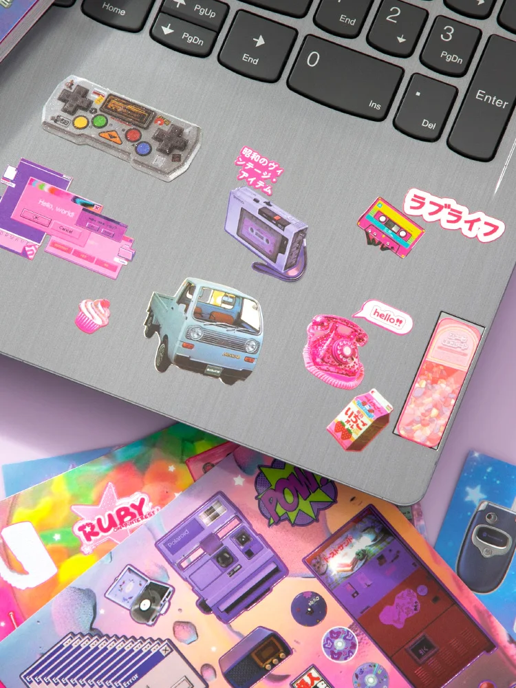 30개 일본식 글리터 반투명 소녀 스티커, PET DIY 장식 스티커 (스크랩북킹용)