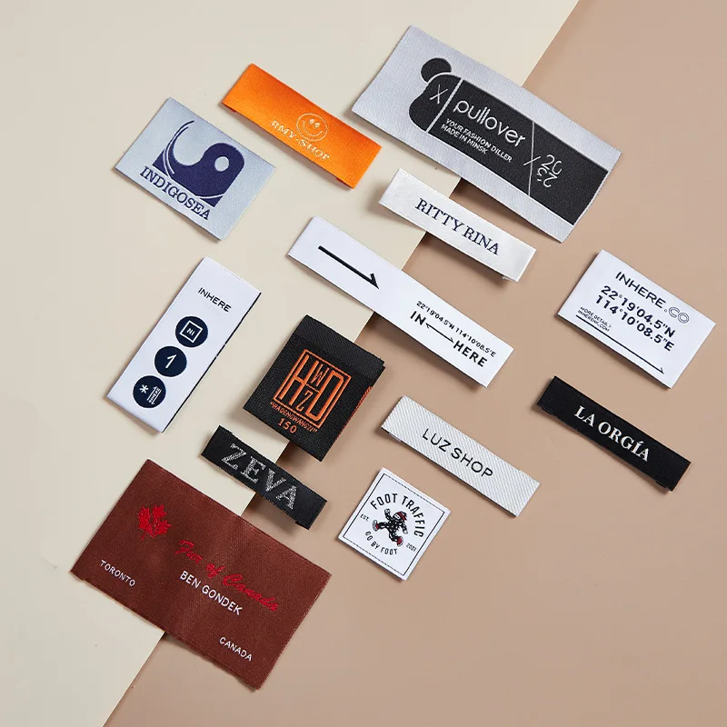 

Customized 1000pcs Woven Labels For Clothes Garment Shoes Bags Cothing Brand Name Labels Garment Tags