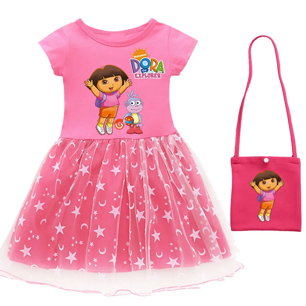 New Summer Girls Dora Dress Birthday Party Princess Dress Halloween Christmas Costume Children Toddler Children Dresses