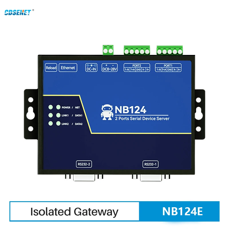 2 Channel RS485 RS232 RS422 to Ethnernet Serial Server CDSENET NB124E POE TCP UDP MQTT HTTP Modbus Gateway TCP- RTU Watchdog