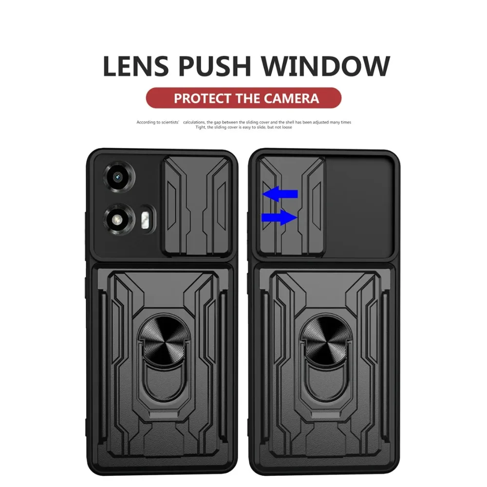 Shockproof Armor Slide Lens Case with Card Slot Holder