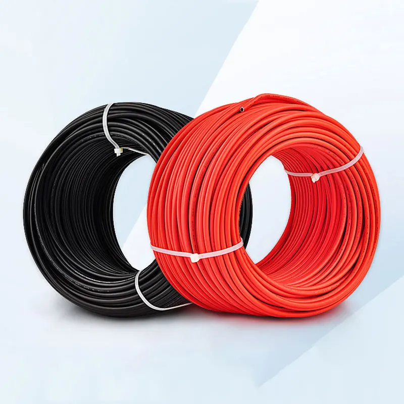 Red+Black Solar Cable Photovoltaic Wire 16/14/12/10 AWG 4mm2 6mm2 Cable Tinned Copper XLPE Jacket for PV Panels TUV Certifiction