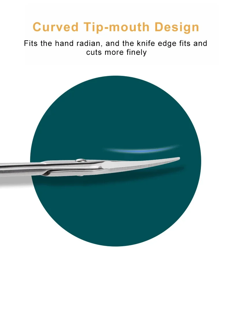 Description Picture 6 of itemNail Cuticle Scissors Sharp Curved Trimmer Dead Skin Remover Manicure Clipper Pedicure Cutter Professional Nail Art Tools