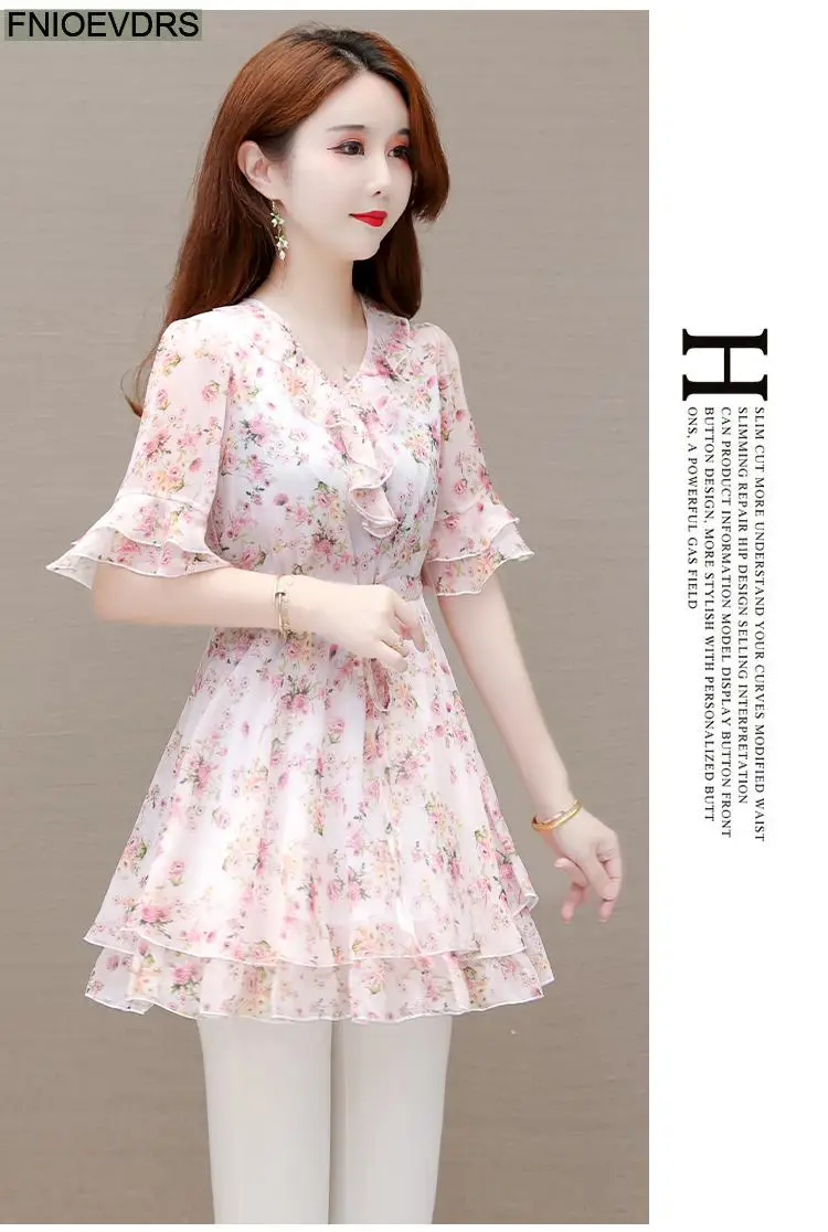 M-5XL 2023 Clothes Clothes Women European Style Elegant Basic Shirt Floral Print Retro Ruffles Belly Tunic Peplum Top Blouses