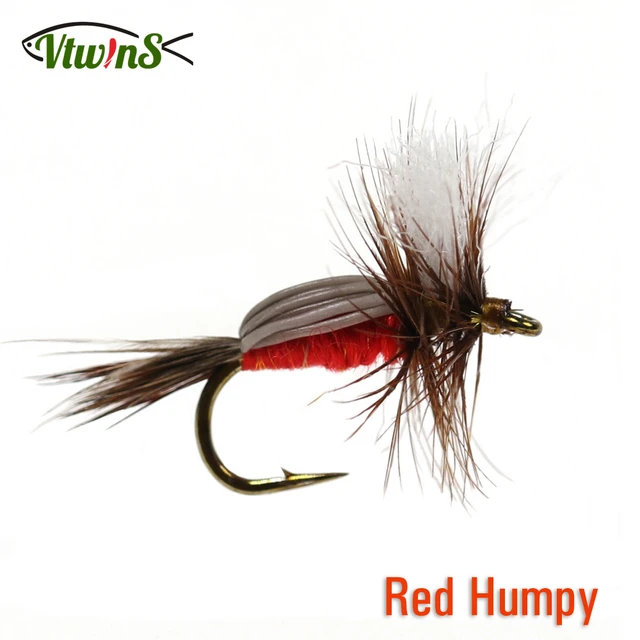 Vtwins 14# Red Humpy Dry Flies Mayflies Attractors Steelies Bass Atlantic  Salmon Grayling Coho Fly Fishing