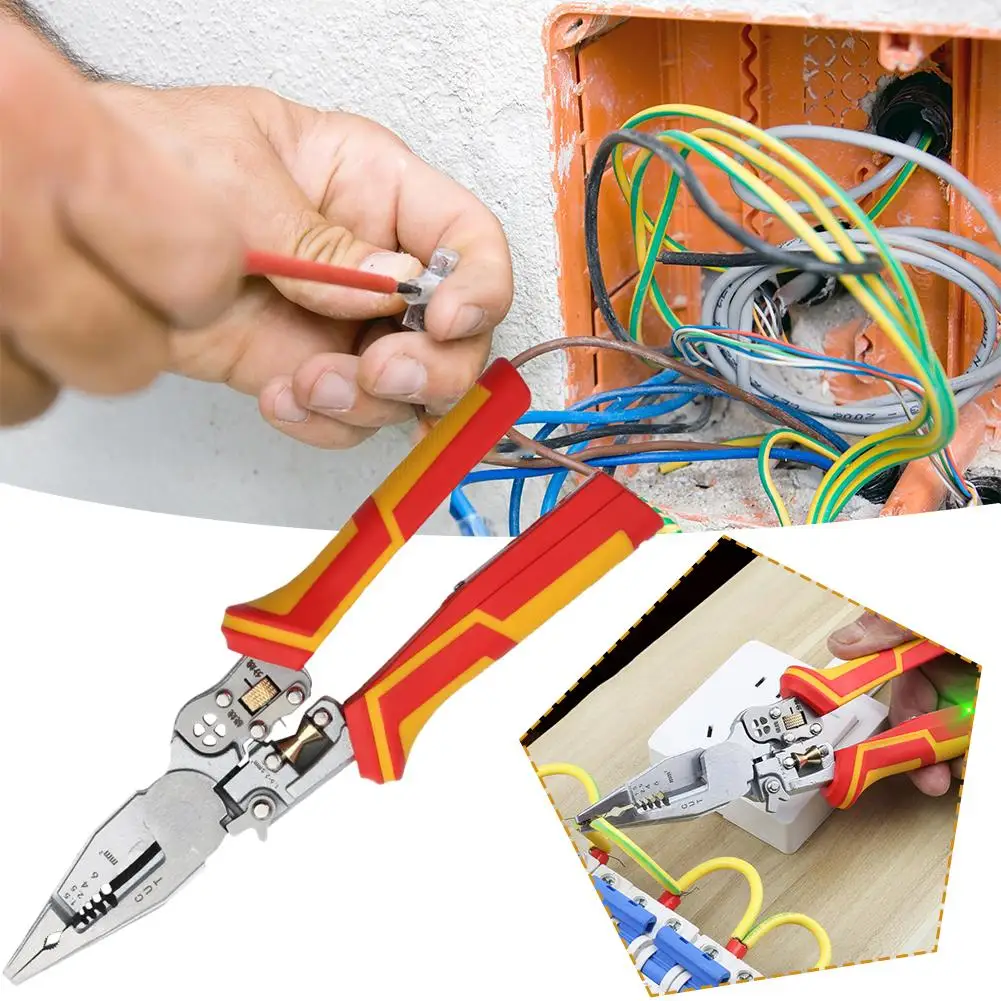 Vanadium Steel Wire Stripping Pliers with Voltage Tester for Electrical Work