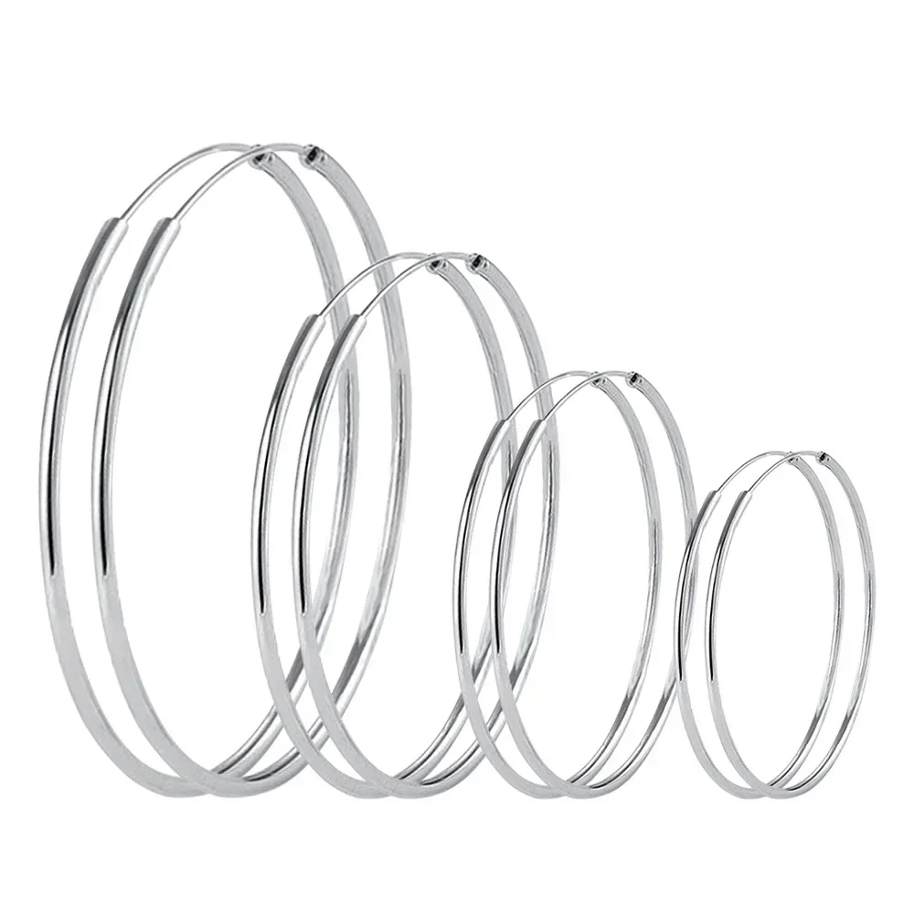 3/4/5/6CM Round Hoop Earrings  925 Sterling Silver For Women Fashion Party Luxury Quality Jewelry Accessories Christmas 5