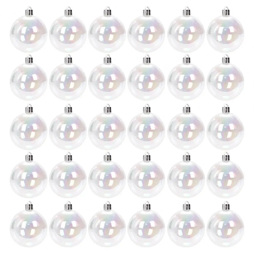 30 piezas de adornos navideños iridiscentes, bolas navideñas transparentes de plástico para colgar en el árbol de Navidad, bolas de burbujas para decoración del hogar y fiestas