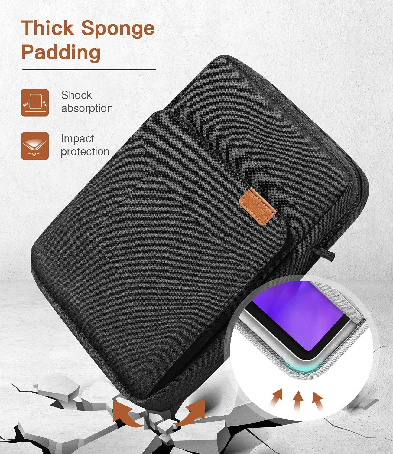 9-13 Tablet Shoulder Sleeve Bag for iPad Pro 11 2021-2018, iPad 10.2, iPad Air 4 10.9, iPad 9.7, Surface Go 3/2, Galaxy Tab A 10