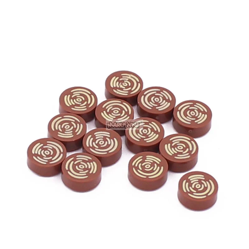 Marumine Blocks Wooden 100PCS Tile Round 2x2 Tree Stump Wood Grain MOC Building Bricks Part Assembly Compatible 14769pb196 98138 5