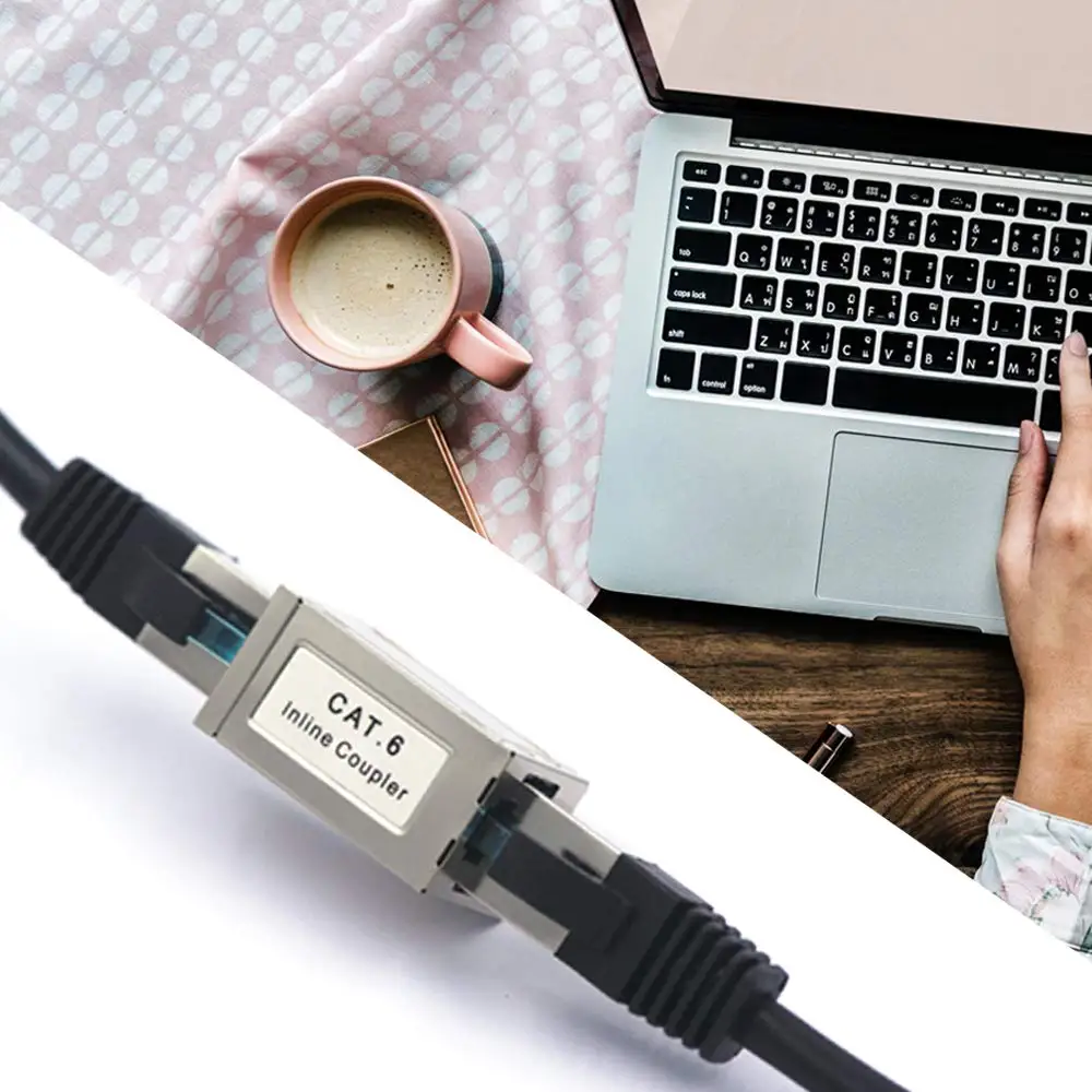 RJ45 Cat6 커플러 실드형 10팩, 이더넷 케이블 연장기 CAT6/CAT5E/CAT5 인라인 커플러 PoE 암-암 커넥터 실리콘 재질