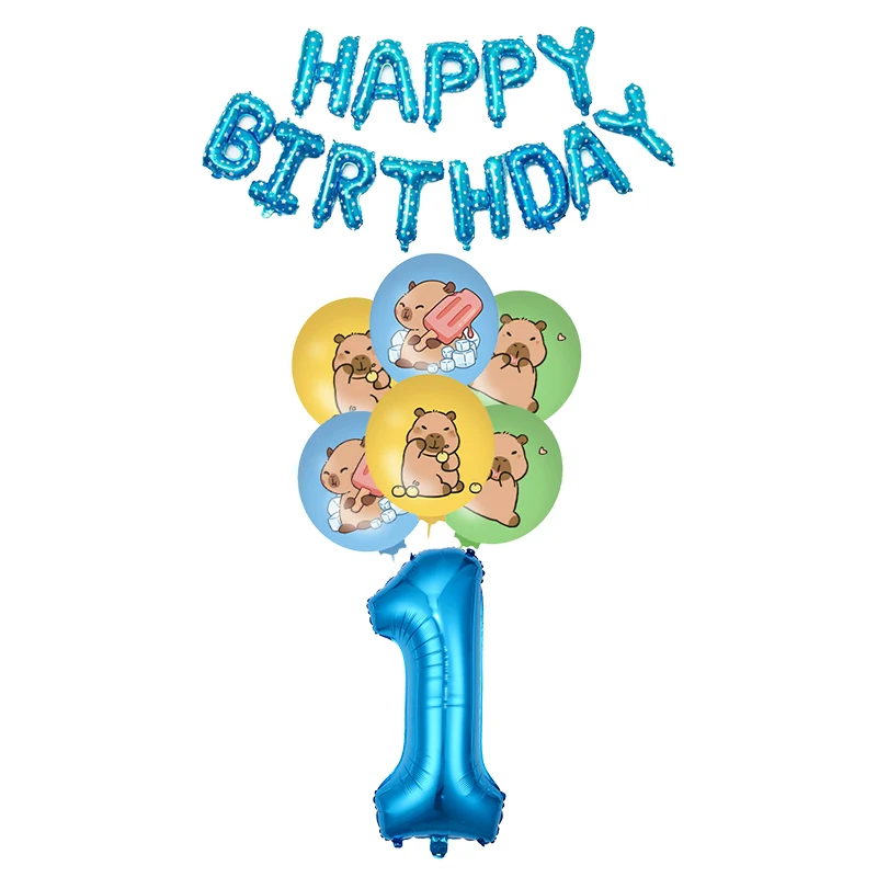 Capybara Geburtstag Party Dekoration Cartoon Tier Einweg Geschirr Set PVC Stroh Party Liefert Banner Ballon Hintergrund Kinder – Detail 22