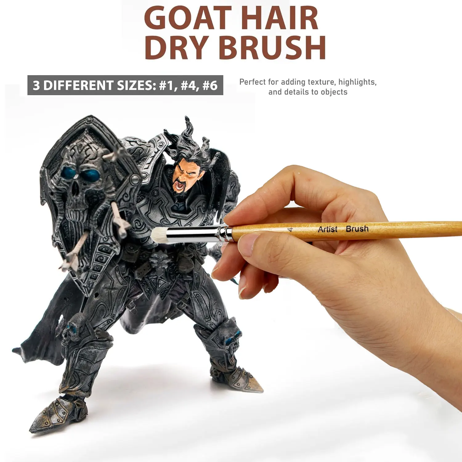 Miniature Paint Brushes Set - Premium Goat Hair Dry Brushes for Model Painting, Domed Drybrush Kit for Scale Models & Miniatures 2