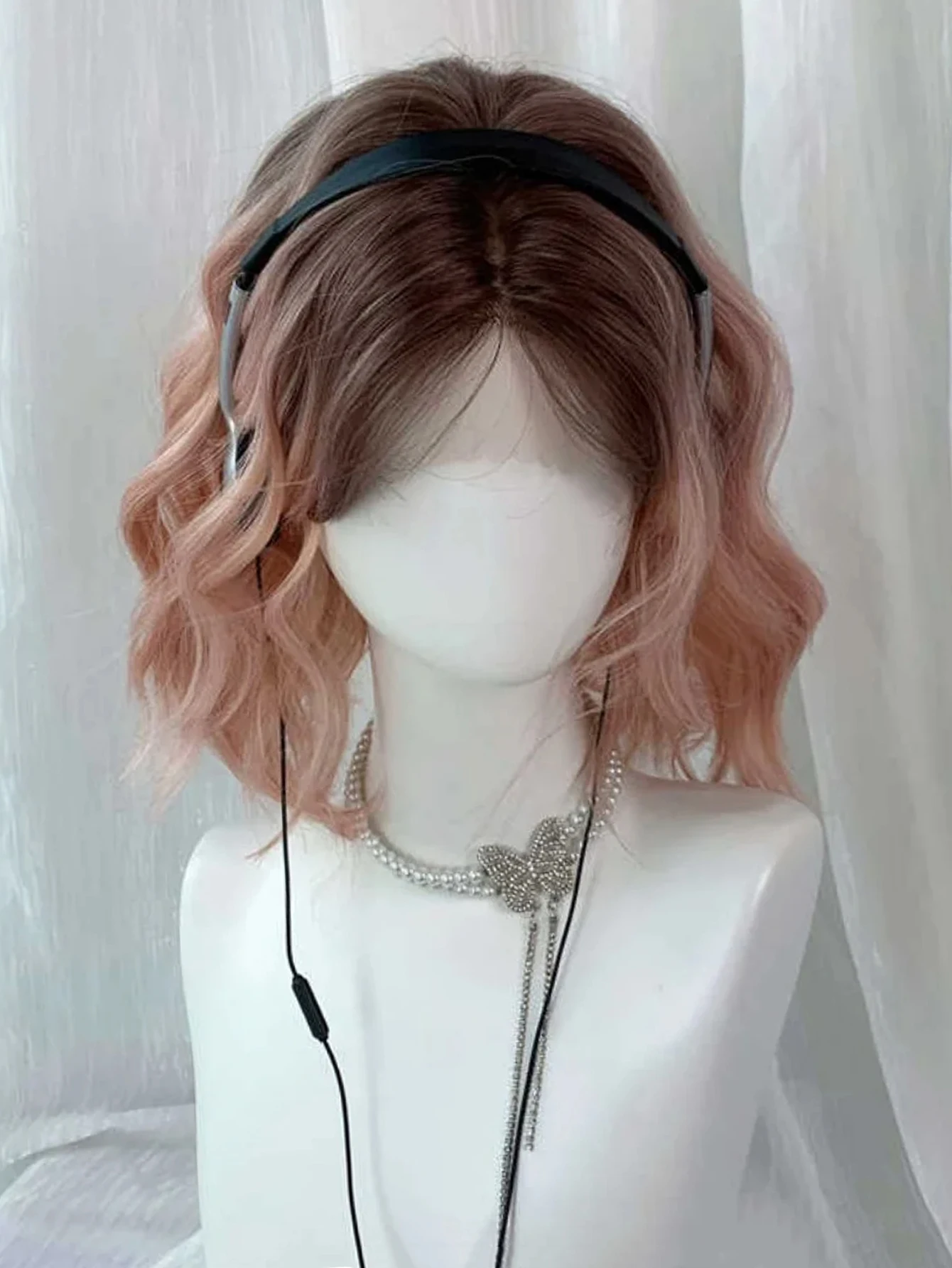 Synthetic Curly Hair Wig Dark Brown Blond Color For Women