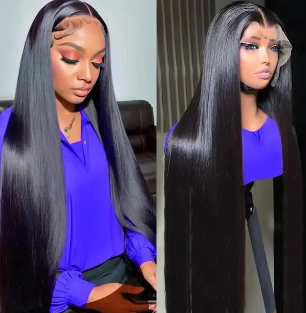 Long Soft Hair Straight Black Color Synthetic 13X6 HD Lace Frontal Wig For Black Women Prepucked With Baby Hair Glueless Wig 5