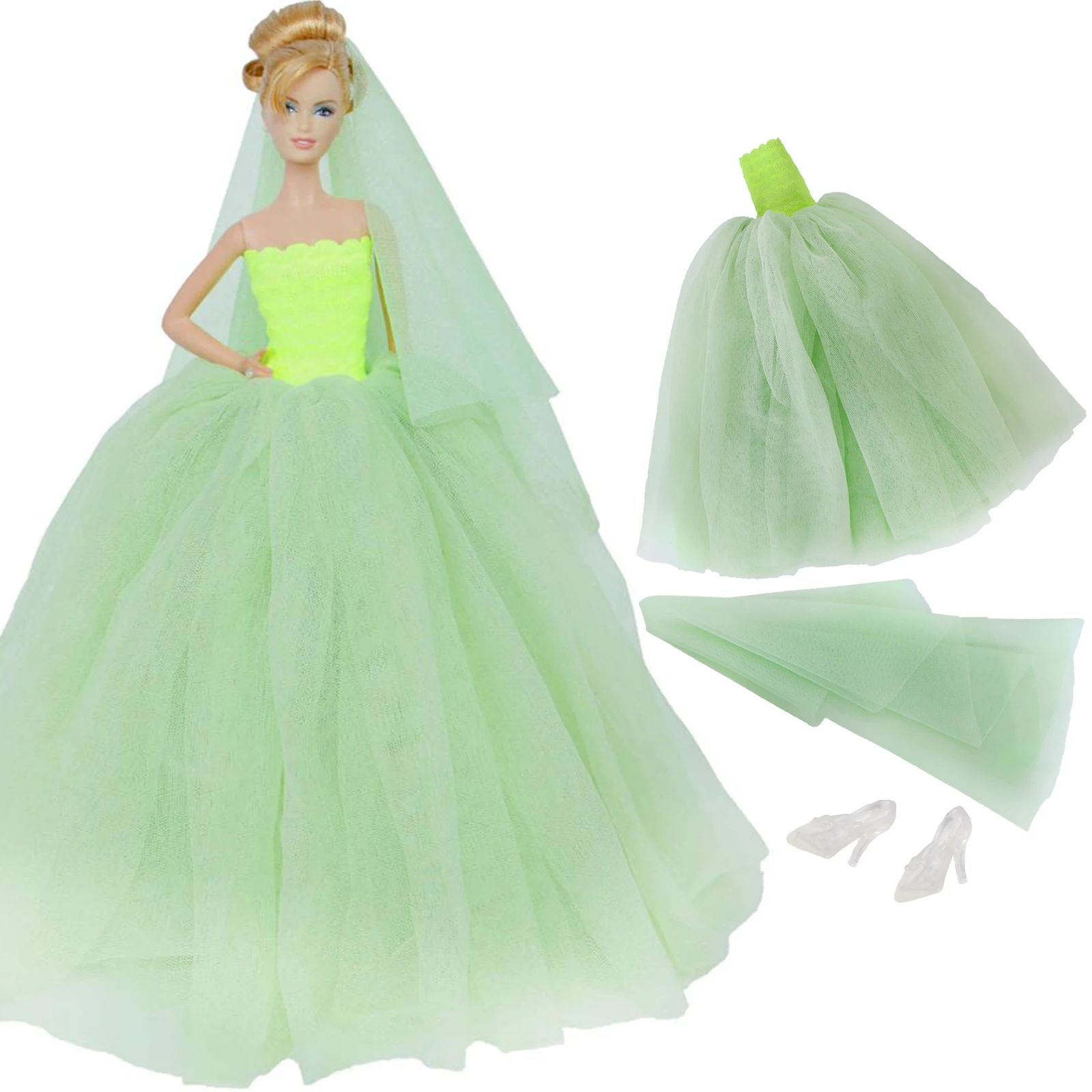 Doll Accessories Doll Clothes 1x Wedding Party Dress Lace Gown Evening Party Princess Skirt Veil Clothes For Barbie Doll Accessories Kids Toys