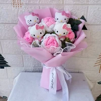 Hello Kitty Cartoon Plush Bouquet Anime Rose Flowers Doll Home Wedding Decoration Christmas Valentine's Day Gift 1
