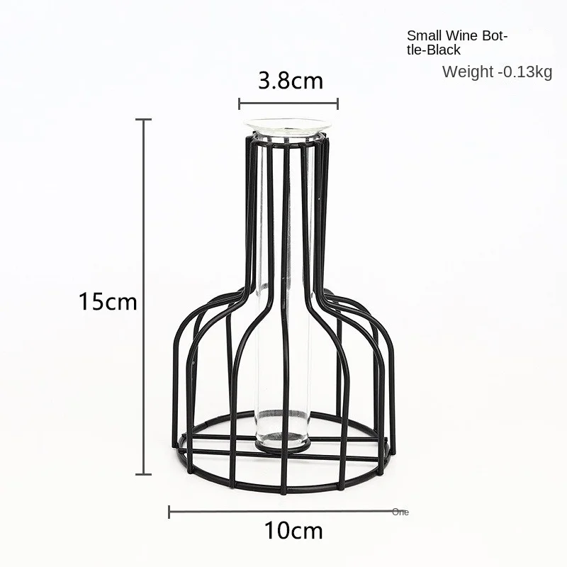 1pc Iron Art Hollow Out Golden Vase Creative Metal Bottle Flower Arrangement with Transparent Hydroponic Test Tube Home Decor 5