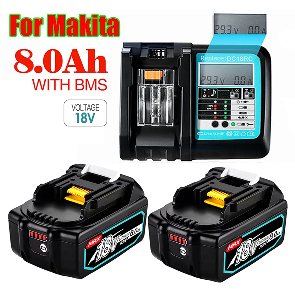 Latest Upgraded BL1860 Rechargeable Battery 18 V 8000mAh Lithium ion for Makita 18v Battery BL1840 BL1850 BL1830 BL1860B LXT 400