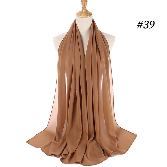 Musulman en mousseline de soie Hijab femmes bulle en mousseline de soie écharpe pour femmes dames voile musulman Islam couleur unie malaisie Musulman Wrap foulards