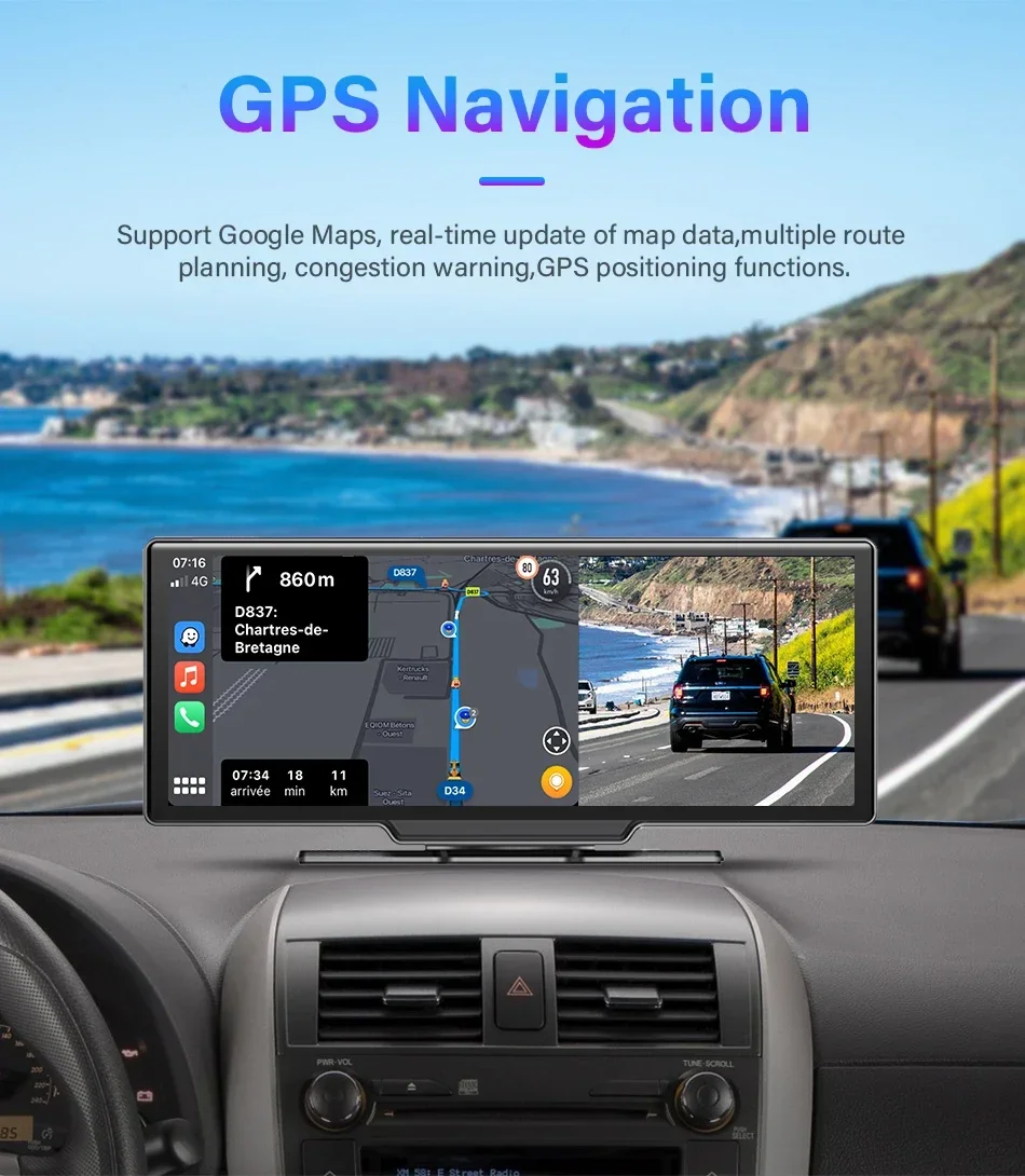 S73ae9f1ebd5b48a585acf294ceb9c4edu Vtopek 10.26" Dash Cam 4K 2160P Rearview Camera Carplay & Android Auto DVR GPS Navigation Voice Control Car DVR 5G BT FM Monitor