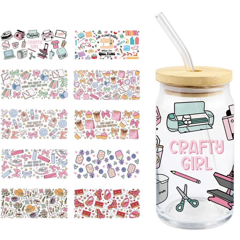Cartoon Pattern UV DTF Wrap Transfer Stickers 3D Colorful Decal Waterproof Wrap Glasses Cups Mug Bottles Decal