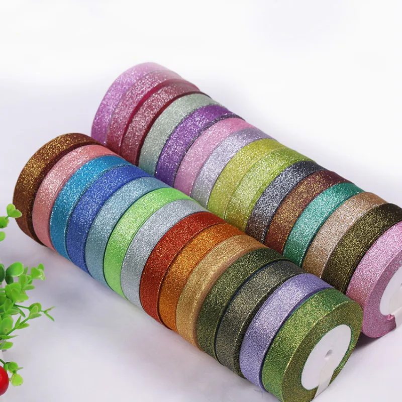 Glitter Onion Ribbon Christmas Wedding Decor Cake Candy Box Packaging Wrap Materials DIY Accessories 25yards/lot 6/10/20/25/40MM