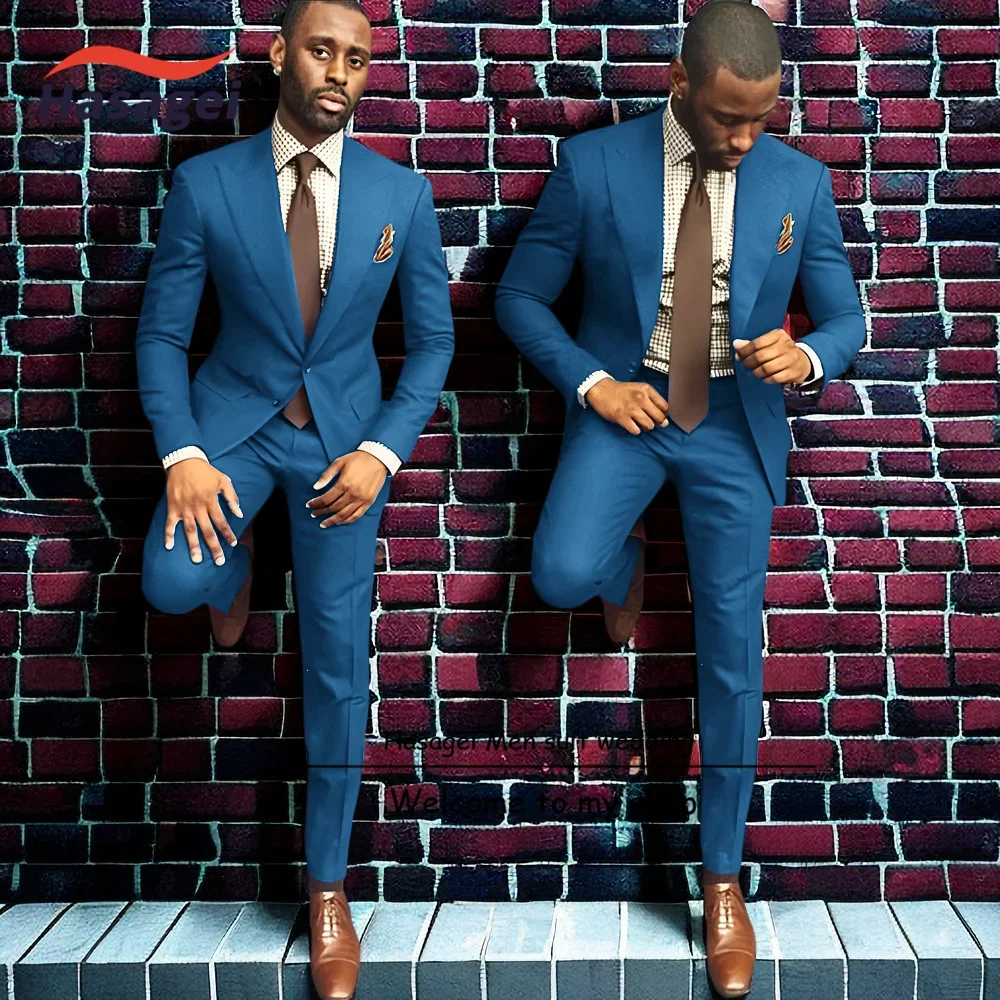 Burgundy Business Men's Suit Slim Fit Jacket and Pants 2-piece Set Formal Office Blazer Groom Wedding Tuxedo
