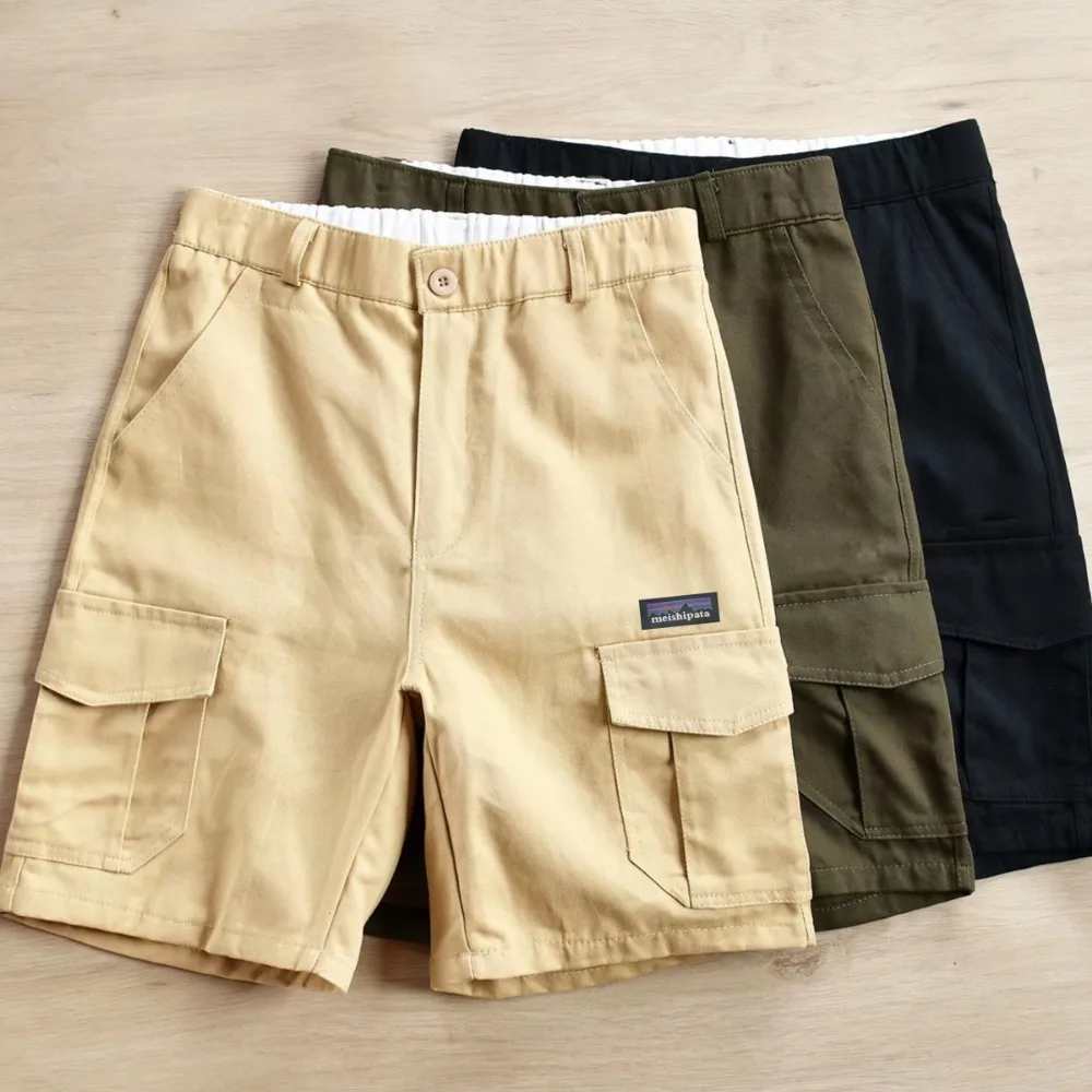 

Summer New Multi-pocket Workwear Mid-waist Straight Loose Shorts