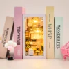 DIY Book Nook Wooden Miniature Model Kit Princess Pink Loft Casa Bookend 3D Puzzle Bookshelf Home Decor Friends Birthday Gifts 2