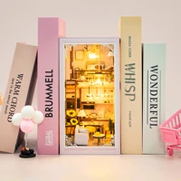 DIY Book Nook Wooden Miniature Model Kit Princess Pink Loft Casa Bookend 3D Puzzle Bookshelf Home Decor Friends Birthday Gifts 2