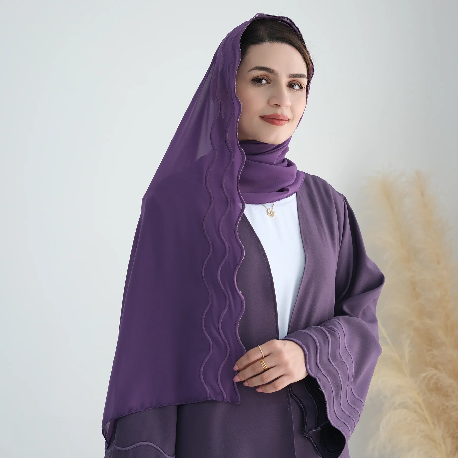 Open Abaya with Hijab Scarf Set Embroidery Arabic Kimono Muslim Party Dress Abayas for Women Dubai Elegant Turkey Islamic Kaftan