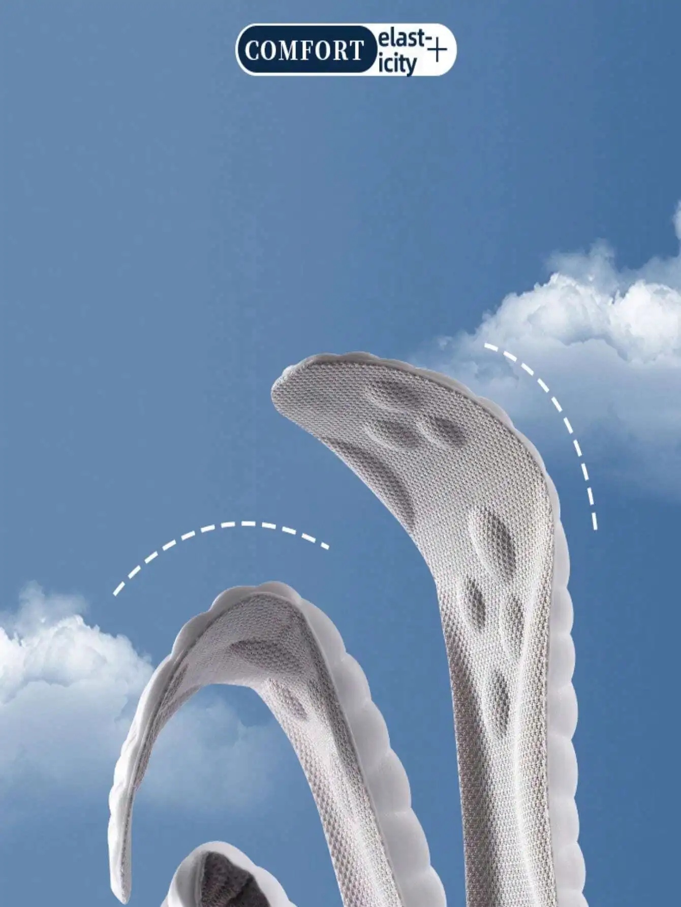 4d Black Cloud Technology Sports Insoles, Unisex Breathable & Sweat Absorption, Barefoot Arch Support Insert, Shock Absorption &