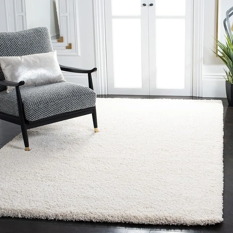 

Shag Collection Area Rug - 10' x 14', Ivory, Solid Design, Non-Shedding & Easy Care, 2-inch Thick Ideal for High Traffic Areas