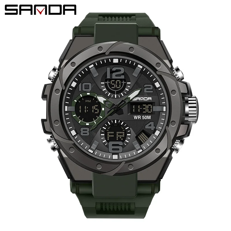 2023 Top Sanda 6008 Waterproof Quartz Watch Men Brand Luxury Men's Watches Sports Wristwatch Shock Clock Man Relogio Masculino