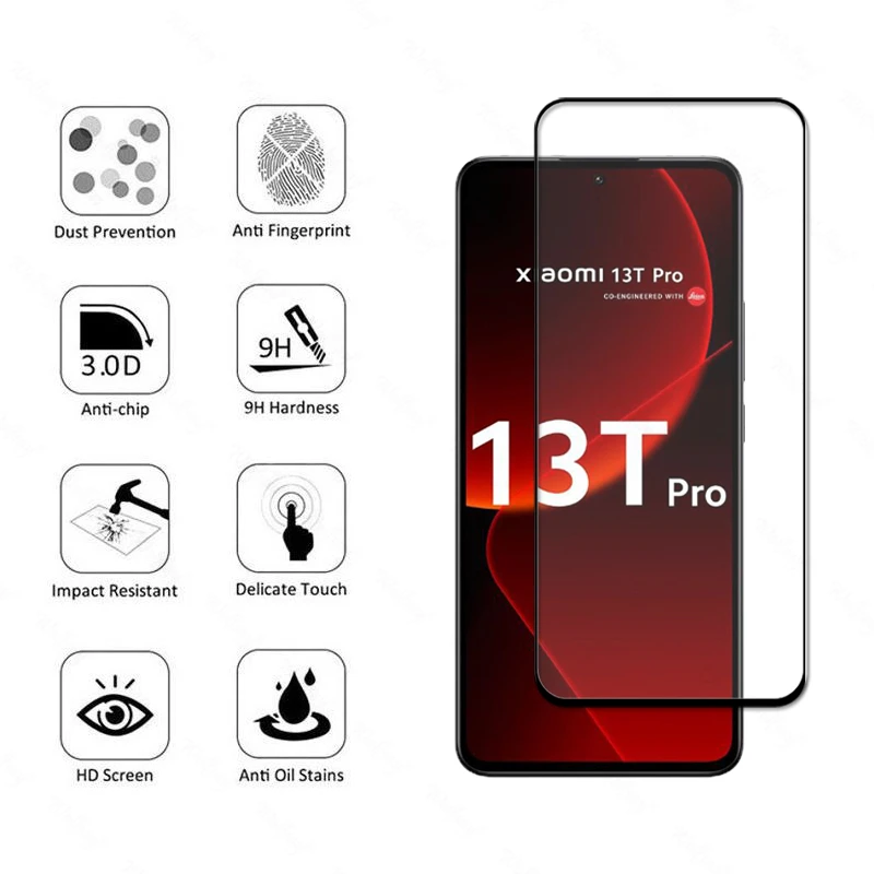 Premium 6-in-1 Tempered Glass Full Cover Screen Protector with Camera Film