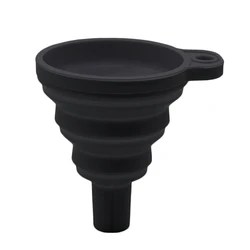 Foldable Silicone Universal Car Engine Oil and Liquid Funnel (Black)