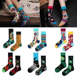 Original innovation fashion asymmetrical male and female couples AB trendy socks fun personality in tube socks fashion style