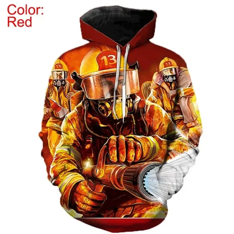 thumbnail image 1 of Sudadera con capucha de bombero con estampado 3D para hombre, sudadera con gráfico de bombero, sudadera informal de gran tamaño, novedad en sudaderas y sudaderas, chándal, 1 of 5