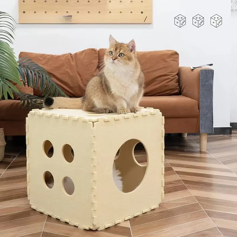 Splicing Felt Cat Nest Dice-shape Cat House Detachable Cat Mat Felt Tunnel Toy Interactive Pet Toy Cube Tent Pet Supplies Splicing Felt Cat Nest Dice-shape Cat House Detachable Cat Mat Felt Tunnel Toy Interactive Pet Toy Cube Tent Pet Supplies