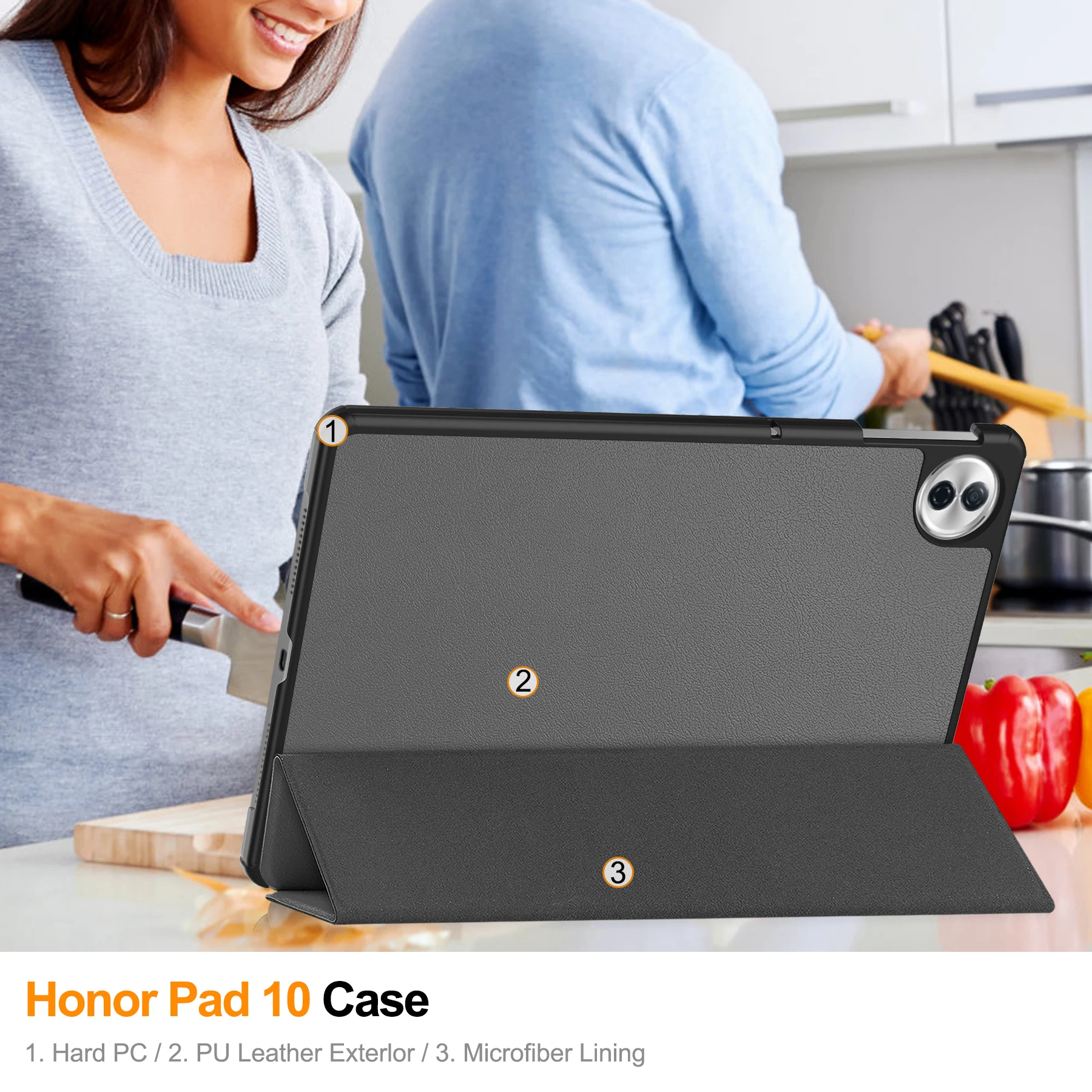 Premium Tri-Folding PU Leather Stand Cover with Auto Wake Function