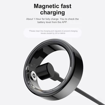 R02 Smart Ring Sleep Monitor 5.0 Bluetooth Fitness Tracker Sports Ring Heart Rate Tracker IP68 & 5ATM Waterproof for Android/IOS 6