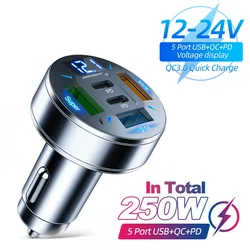 High-Power 250W 6-Port USB Car Charger with Quick Charge Technology (5-port 250W)